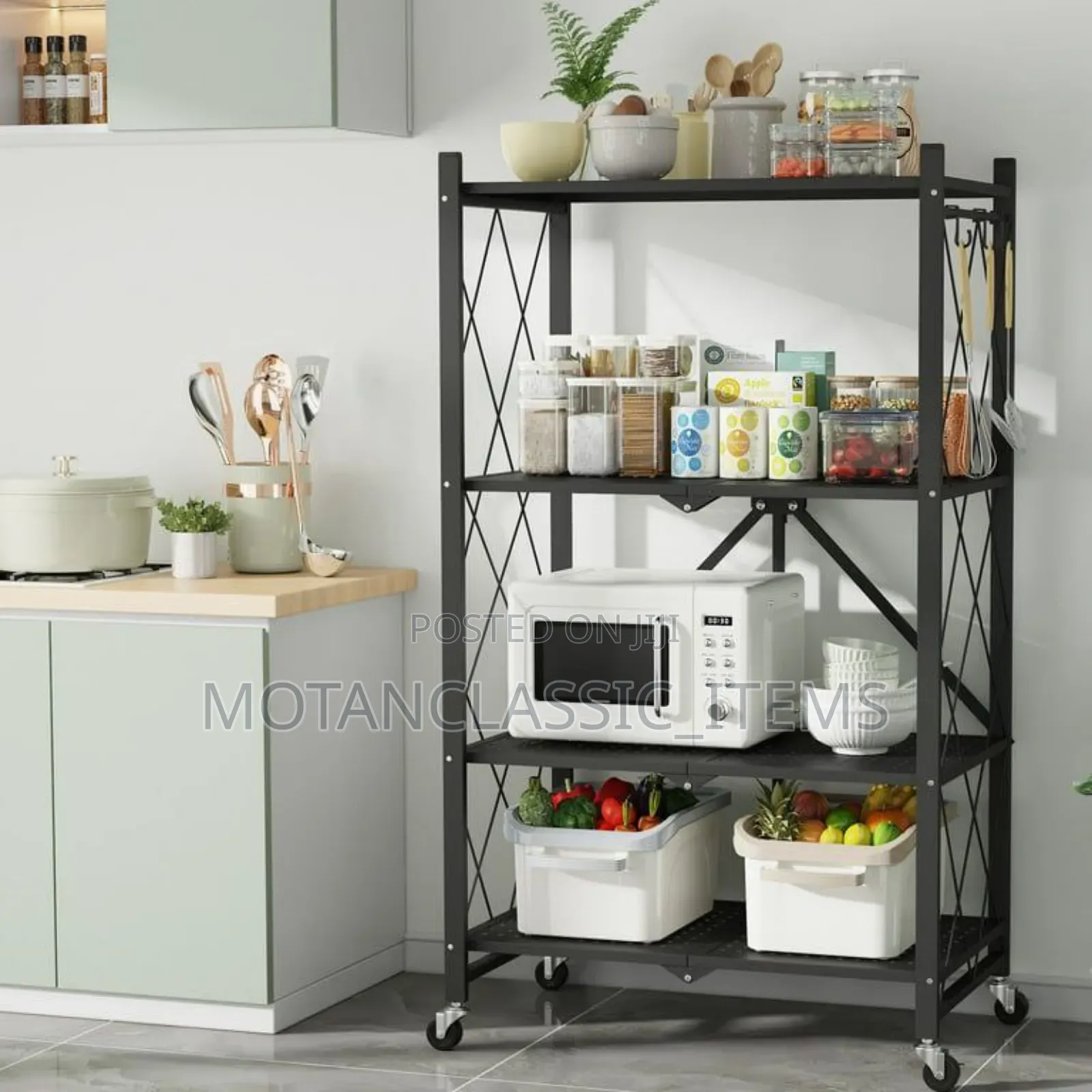 4 Layer Multifunctional Kitchen Storage Rack With Wheels