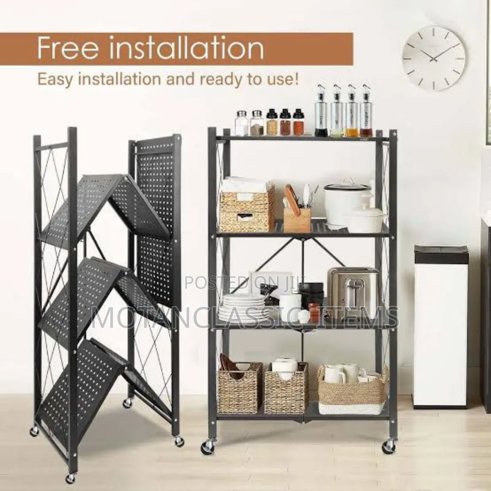 4 Layer Multifunctional Kitchen Storage Rack With Wheels