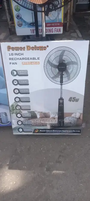 Power Deluxe Rechargeable Standing Fan 18ich