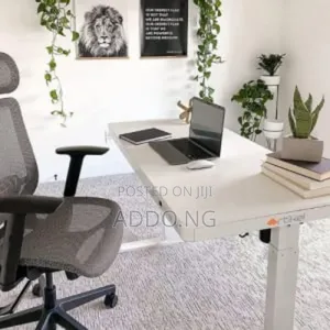 Glass Electric Adjustable Desk With Charging Plug and Drawer