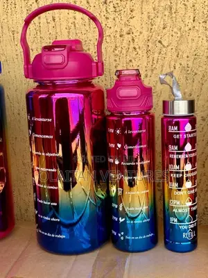 3 in 1 Rainbow Motivational Water Bottles