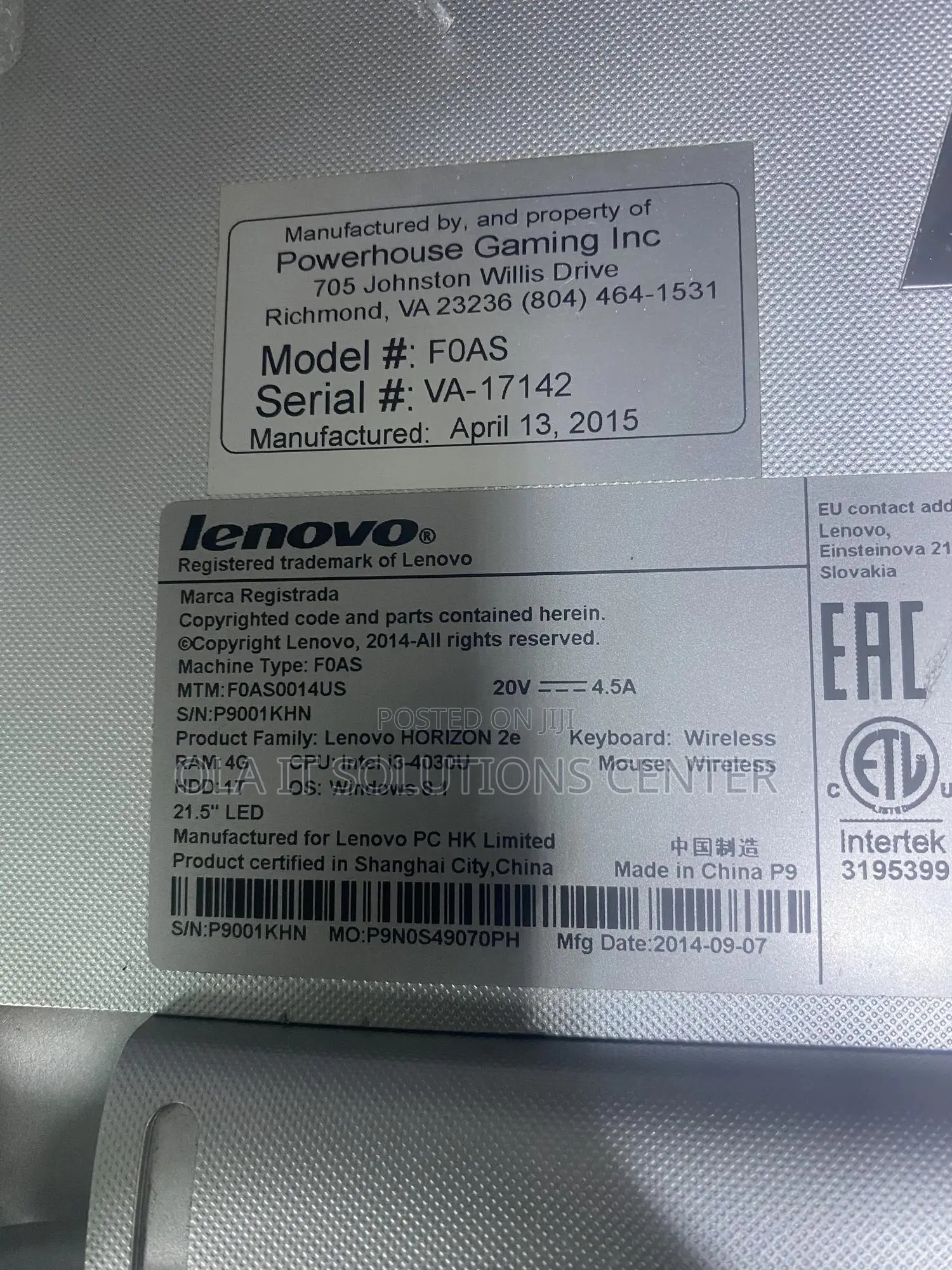Desktop Computer Lenovo 8GB Intel Core I5 HDD 1T