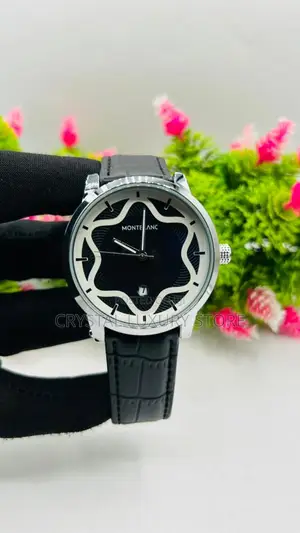 Mont Blanc Quality Men Genuine Leather Wristwatch