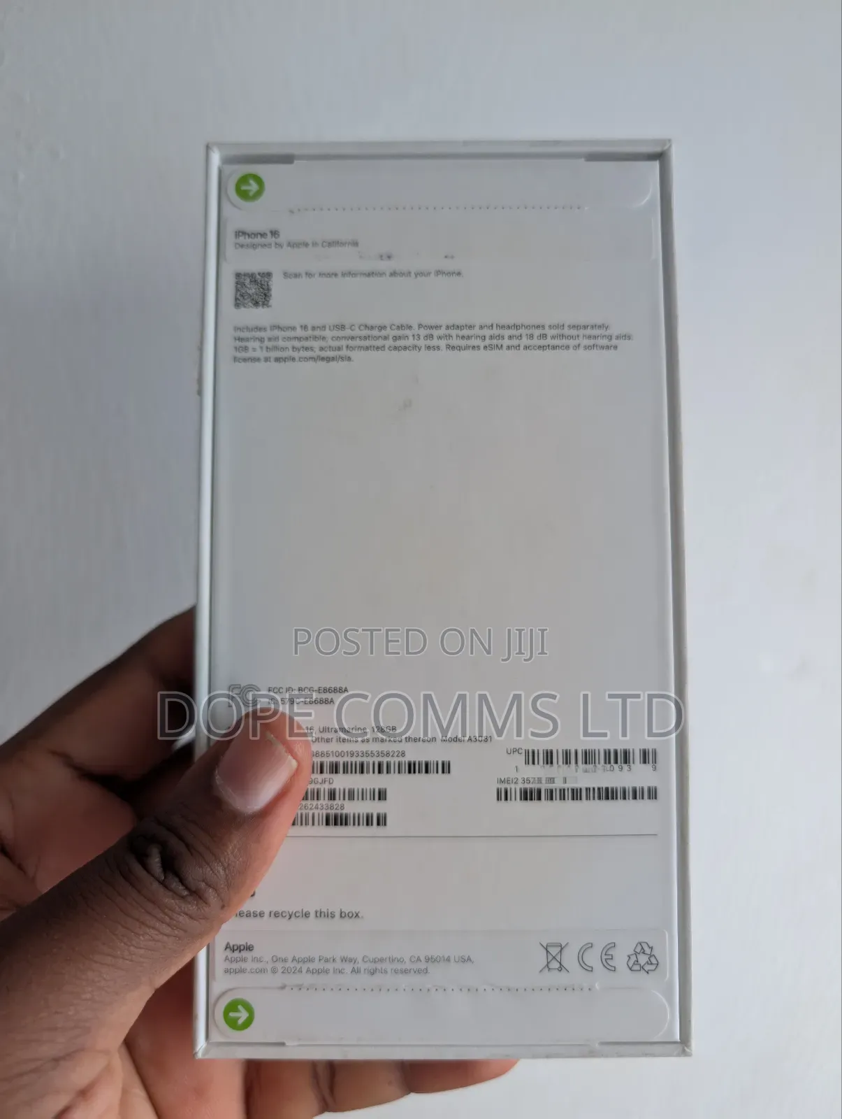 New Apple iPhone 16 128 GB Blue