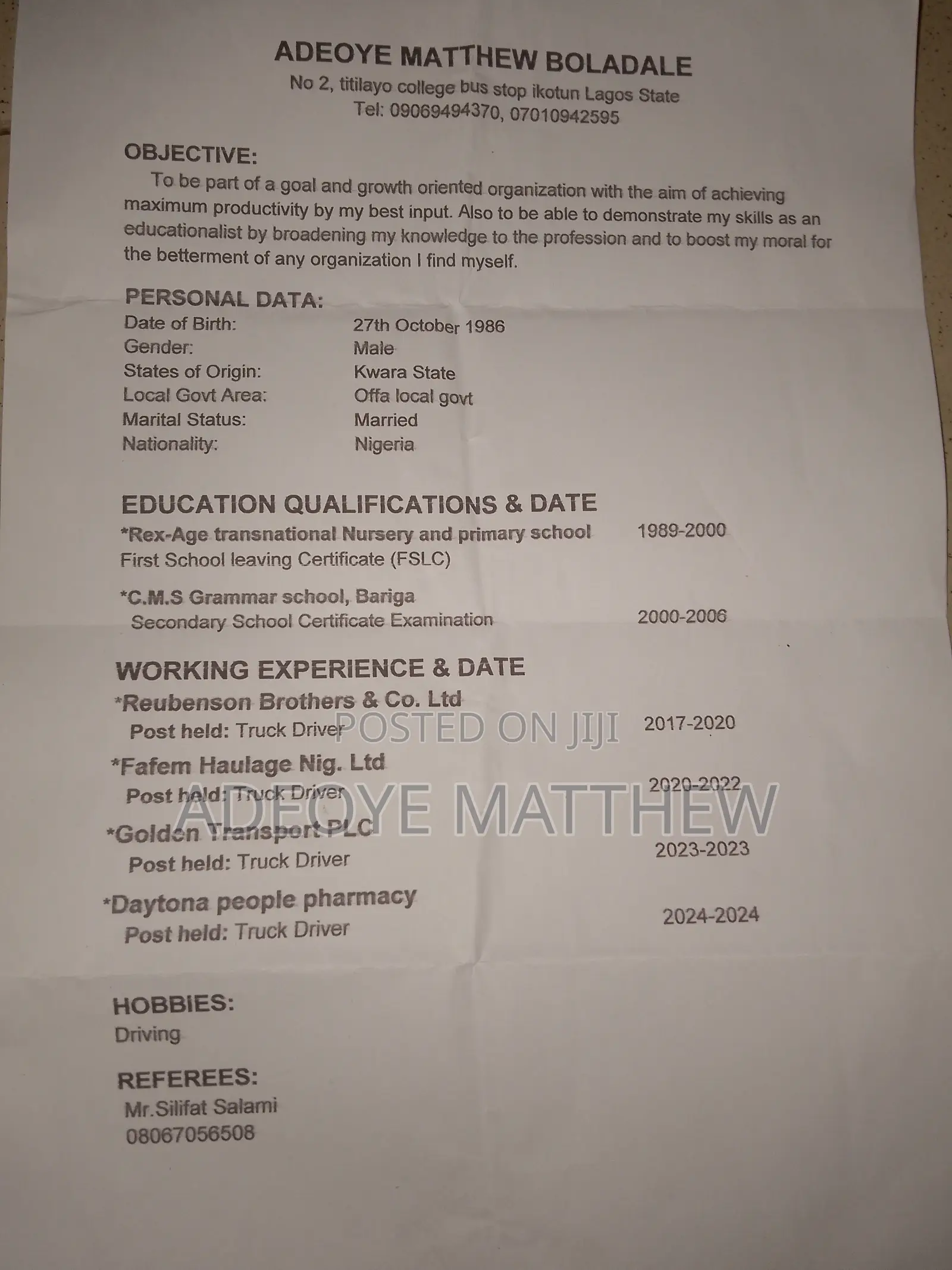 Van Delivery Driver