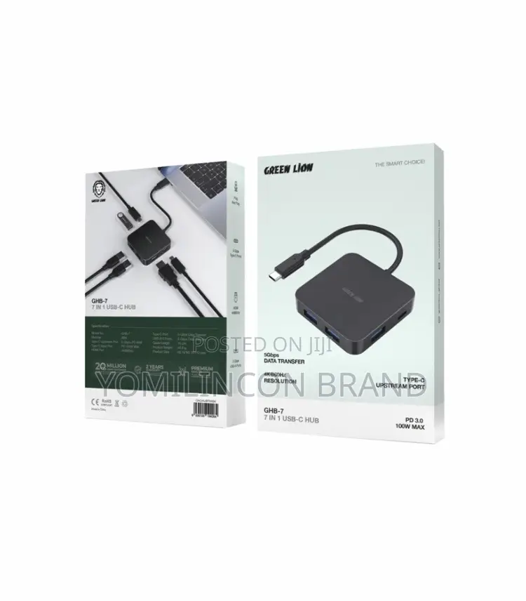 Green Lion GHB-7 7 in 1 USB-C HUB - Black