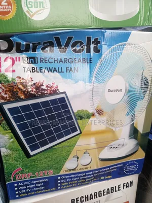 Duravolt Rechargeable Table Fan With Panel And Bulb