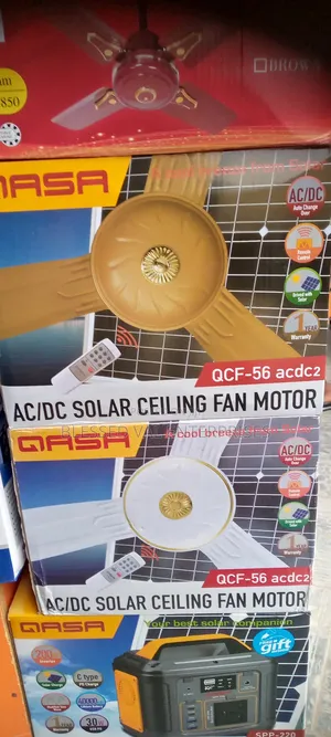 QASA Ac/Dc Solar Ceiling Fan Motor Brown/White