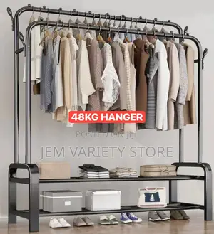 Heavy Duty Floor Foldable Indoor Double Pole Clothe Hanger