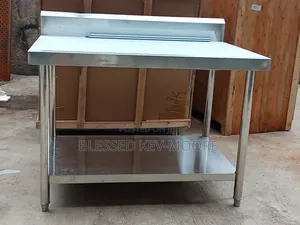 4 Feet Work Table, With Back, Stainless Steel.