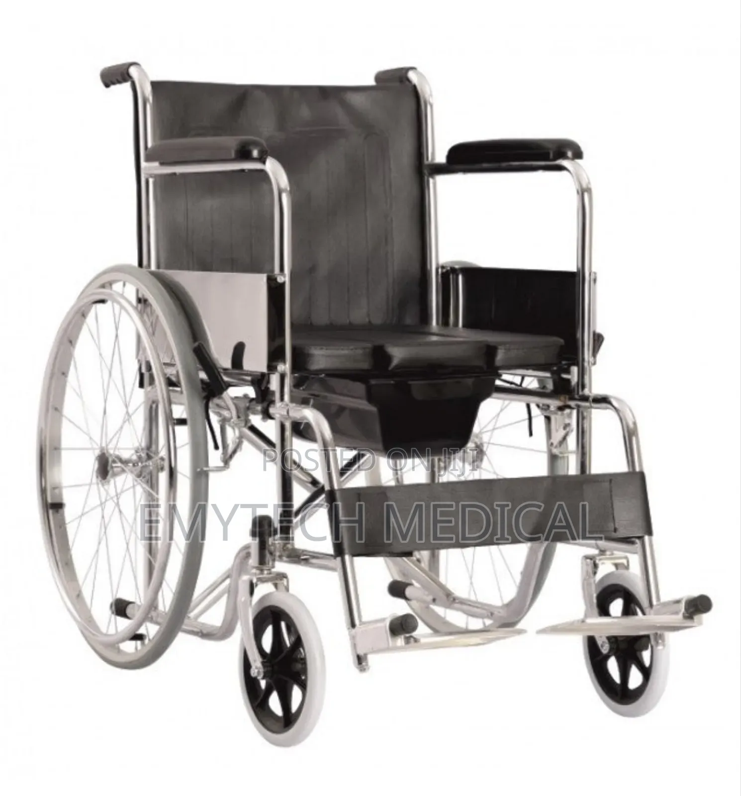 Foldable Commode Wheelchair With Removable Footrest