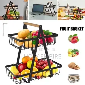 2-Tier Countertop Fruit Basket Detachable Rectangle Metal
