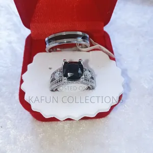 Non-Fading Steel and Silver Black Engagement Ring