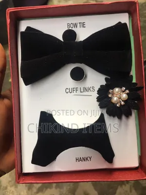 Hank 4 N1 Men's Bow Tie, Pocket Square Cufflinks