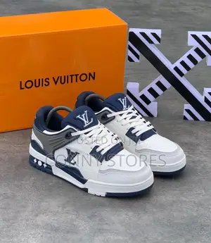 High Quality Louis Vuitton FL24 White and Blue Sneakers