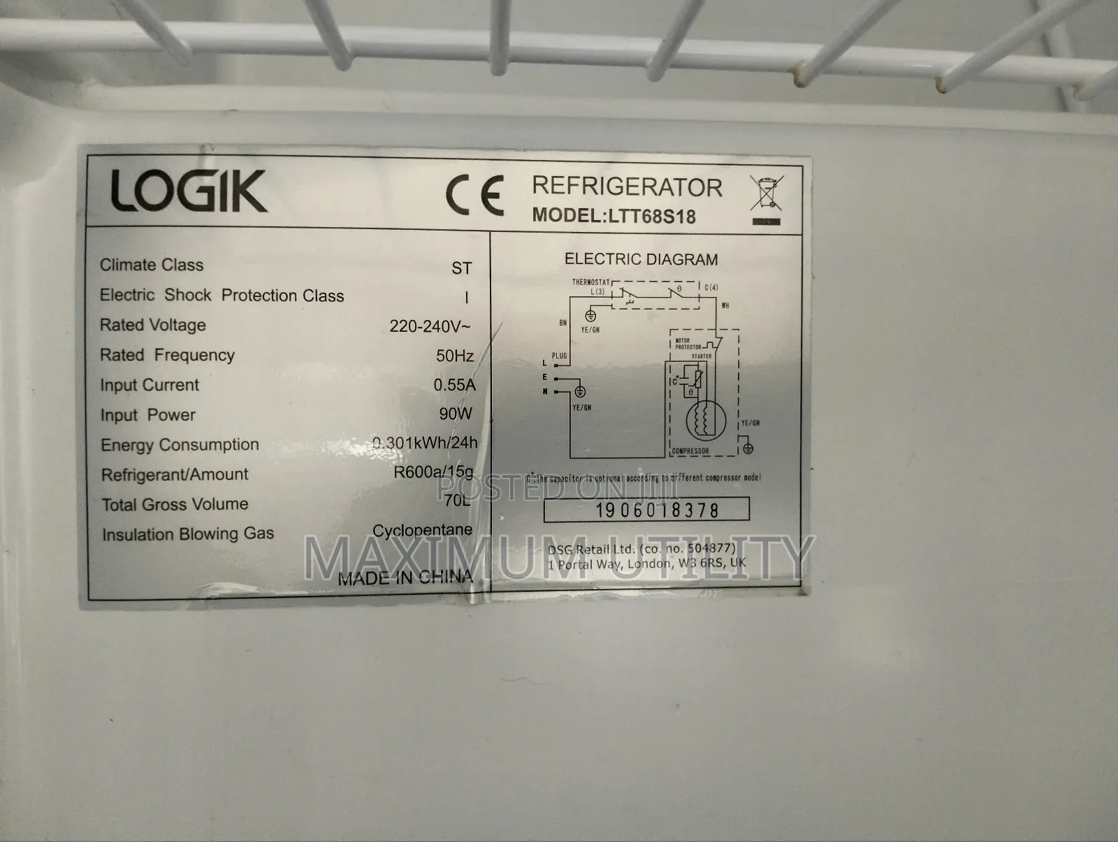 Logik Mini Table Top Refrigerator