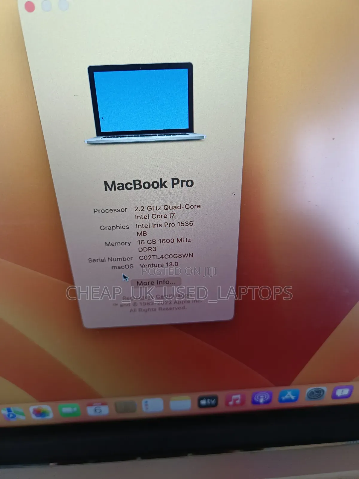 Laptop Apple MacBook Pro 2015 16GB Intel Core I7 SSD 256GB