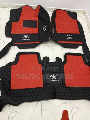2007-2016 Toyota Camry Red and Black Leather Foot Mat