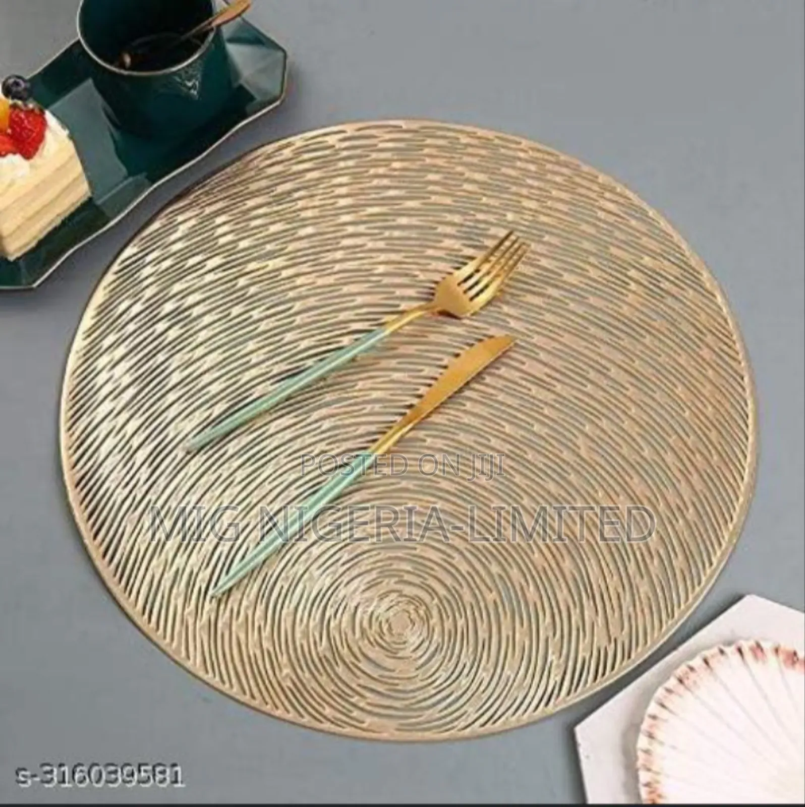 6pc Round Gold Matte Mat Table Mat