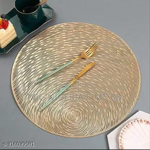 Photo - 6pc Round Gold Matte Mat Table Mat