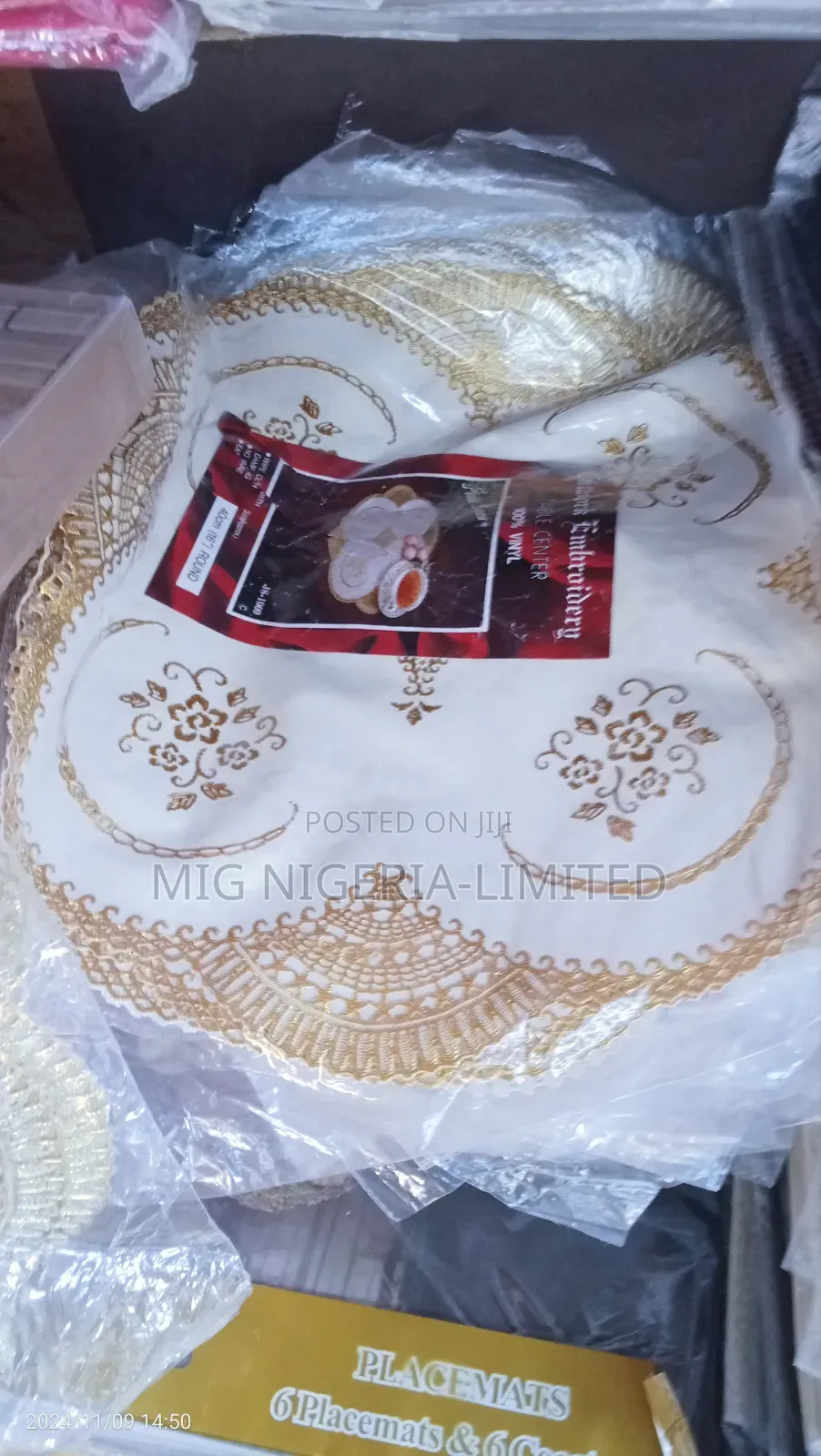 6pc Round Gold Matte Mat Table Mat
