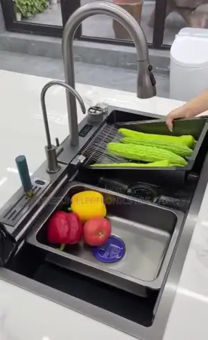 Original Handmade Digital Display Kitchen Sink With 2 Bowls