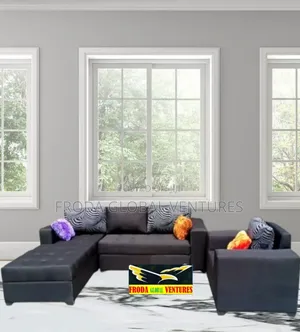 L-Shape Sofa and Single Chair With Pillows. Ads1