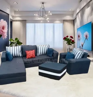Living Room Sofa Chairs. L-Shape and Single Chair With Table. Awe01