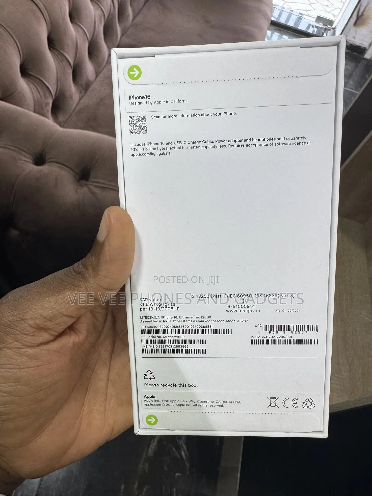 New Apple iPhone 16 128 GB Blue