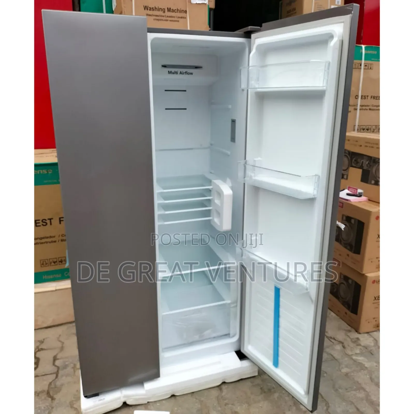 Brand New Hisense Side-Side 514L Refrigerator>>Silver Colour