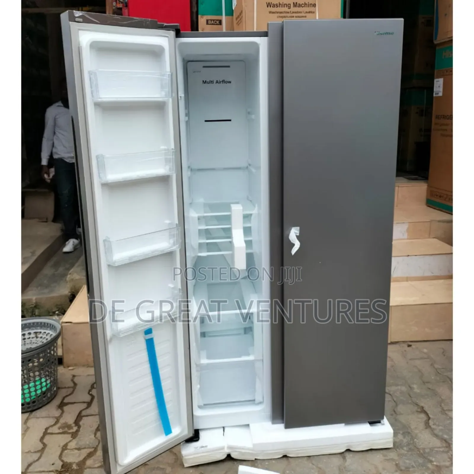 Brand New Hisense Side-Side 514L Refrigerator>>Silver Colour