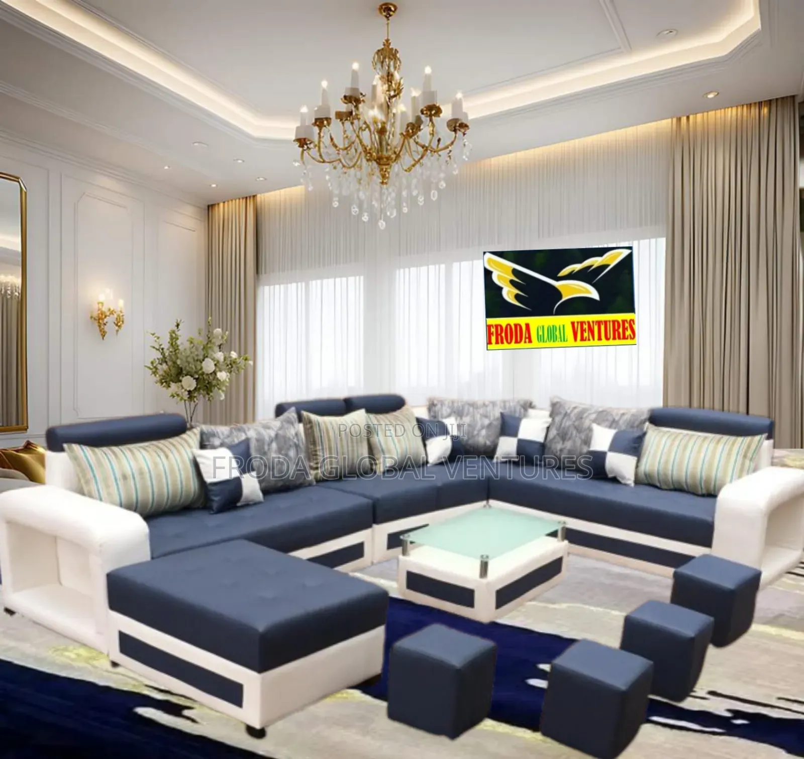Durable Set of U-Shape Sofa Chairs. 9seater Couch