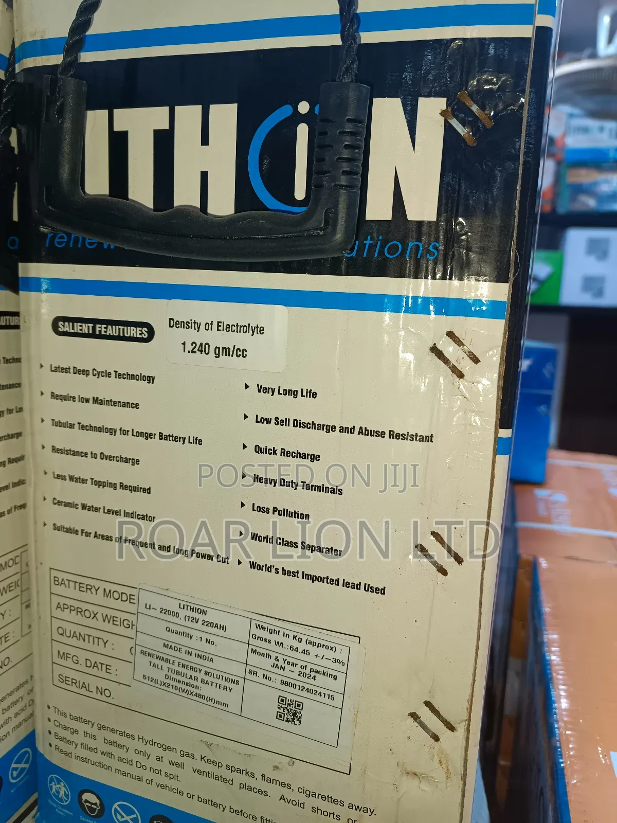 Lithon 220 Tubular Battery