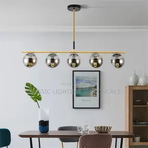 Post-Modern Straight Rod Glass Ball Pendant Lights