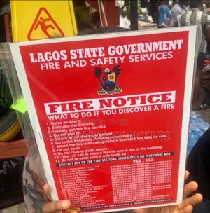 Fire Notice Sign For Fire And Safety Services For Lagos