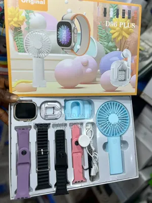 D96 Smart Watch, Straps, Bluetooth Airpod Mini Fan.