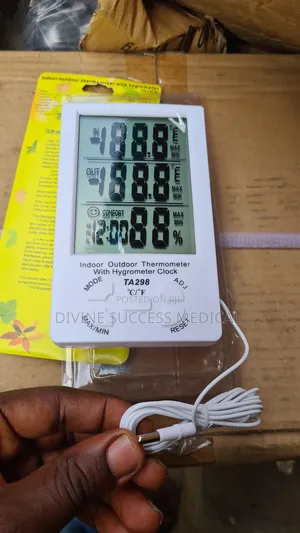 Indoor Outdoor Thermometer With Hygrometer Clock