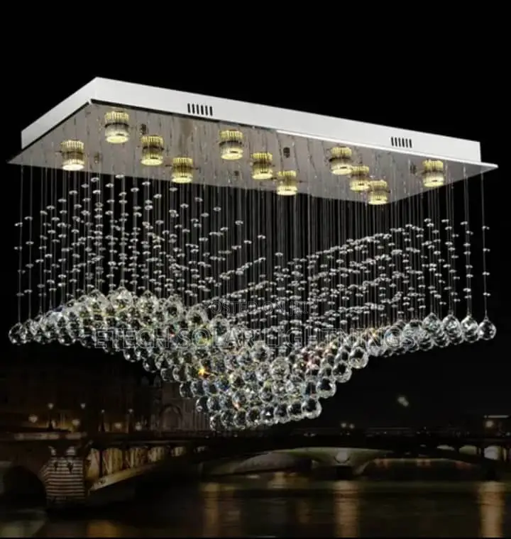 Rectangle Led Luxury Rain Drop Chandelier Light