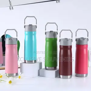 Vacuum Stainless Steel Tumbler Handle Lid and Straw
