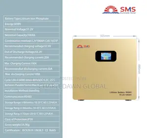 5 Kw SMS 51.2V Lithuim Iron Phosphate Battery