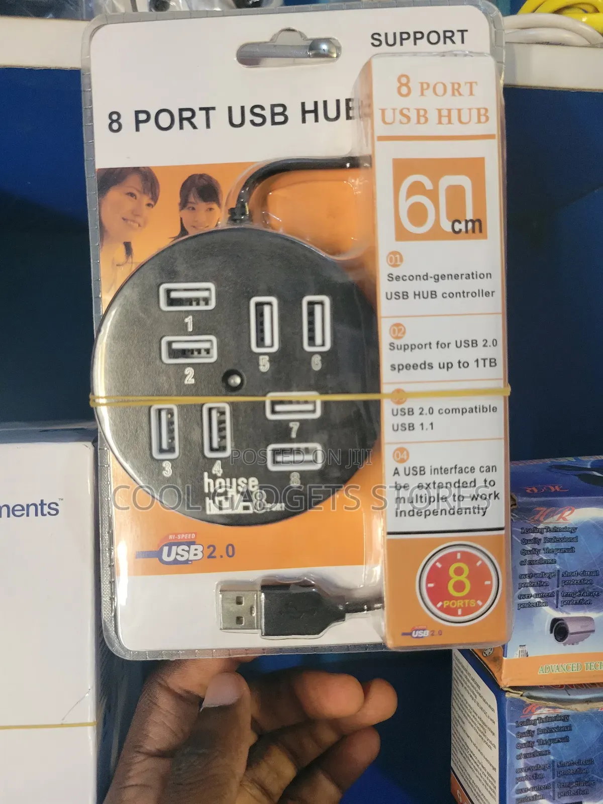 8 Ports Usb Hub 2.0 Support For Speed Upto 1 Terabytes