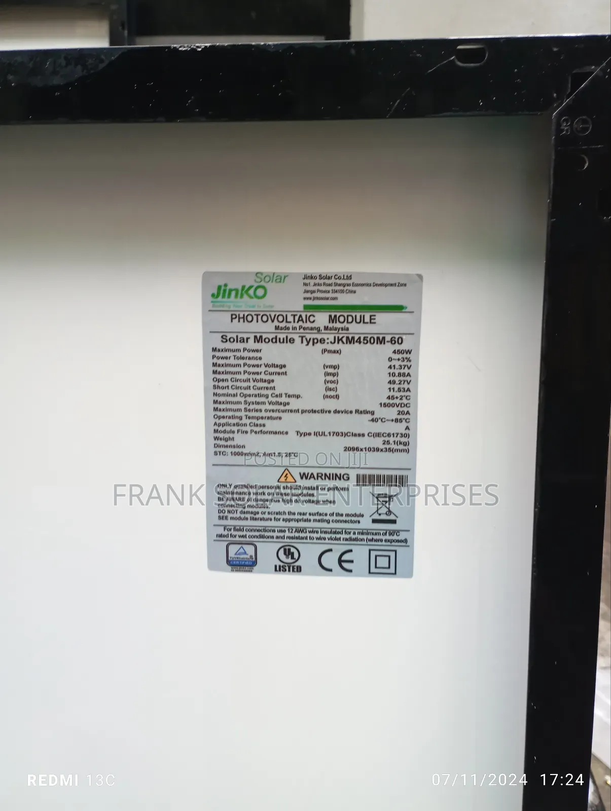 Jinko Solar Panel 450watts