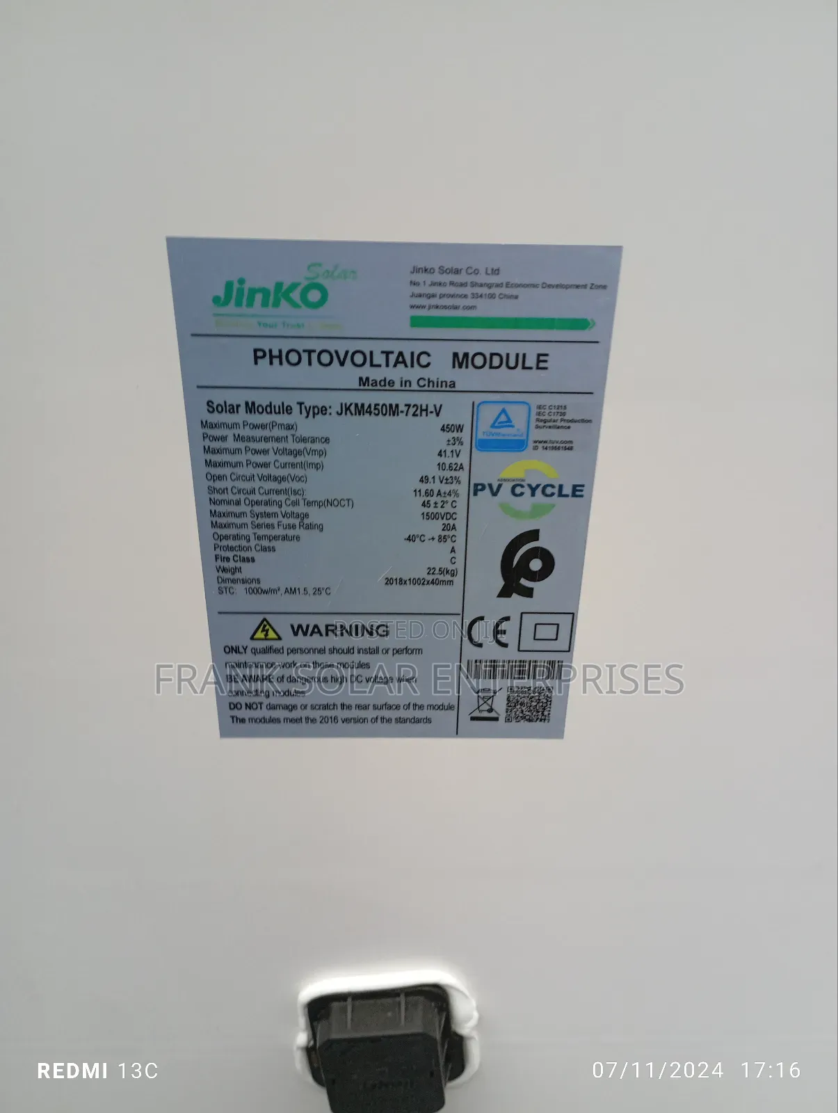 Jinko Solar Panel 450watts