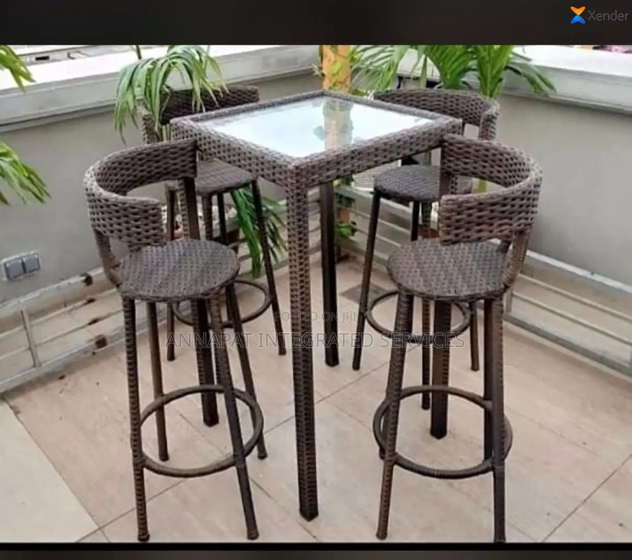 4 Set Outdoor Rattan High Stool