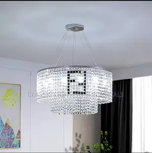 Led Post Modern Tassels Silvery Crystal Ceiling Chandelier