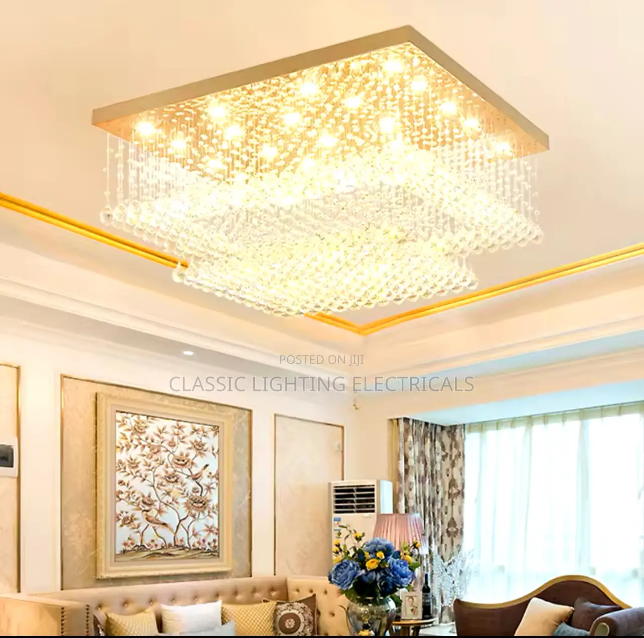 Crystal Chandelier Light Crystal Rain Drop Rectangle Lamp