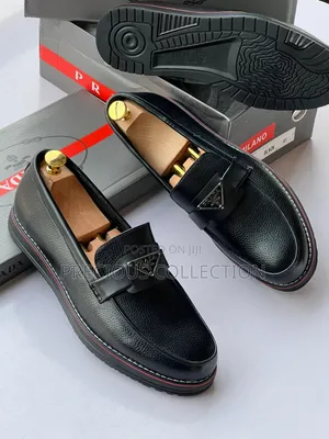 Men's Prada All Black Leather Loafers