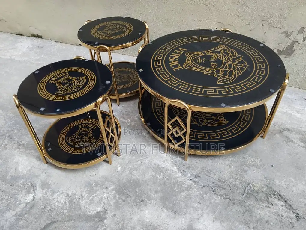 New Modern Marble / Glass Top Table Side Stools