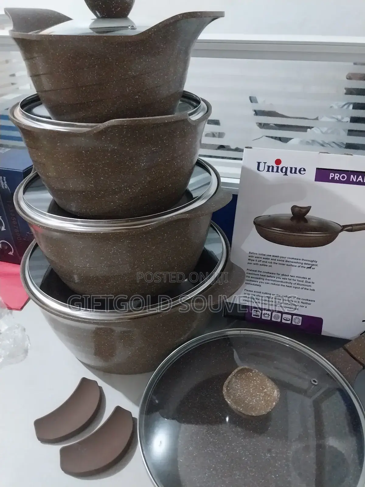 12pcs Granite Cookware Set- Brown