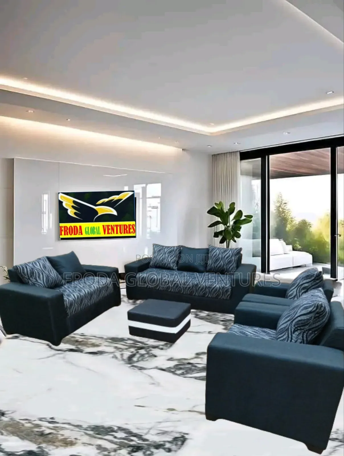 7 Seaters Sofa Chairs and Ottoman Table